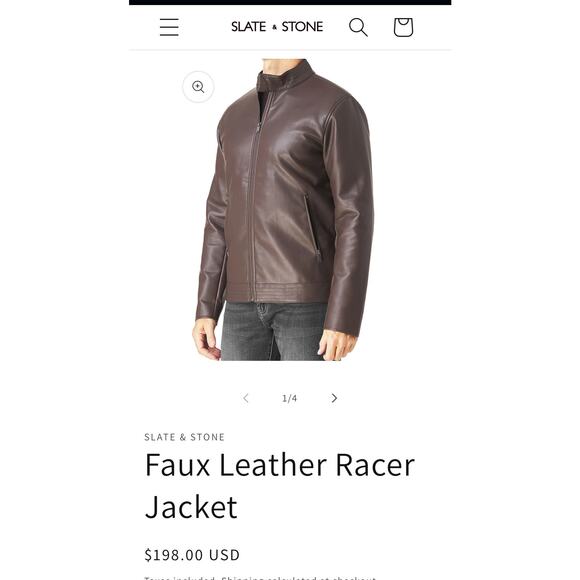 SLATE & STONE
Faux Leather Racer Jacket Mens Size Medium - Picture 6 of 6